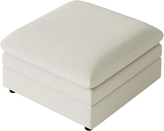 VANOMi Modular Ottoman Seat, Sectional Sofa Cube Footstool, Chenille Beige