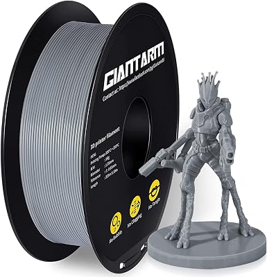 GIANTARM Grey PETG 3D Printer Filament Toughness Enhanced 1kg 2.2lbs, 1.75mm Dimensional Accuracy -0.03mm, 1080 Feet330mRoll, Vacuum Package, Fit for Most 3D FDM Printer