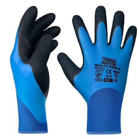 Waterproof Thermal Insulated Winter Work Gloves | Fully Latex Rubber Coated for Water Proof | Fleece Lining Freezer Gloves for Out Door Cold Weather, Car Washing, Fishing, Cleaning (Small (7))