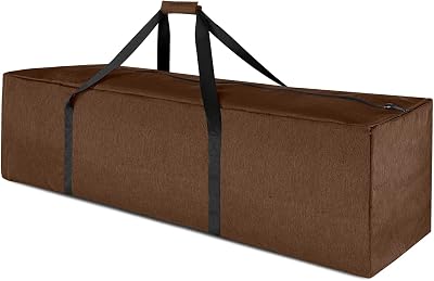 TOPDesign 1-Pack 46 Inch Extra Large Zippered Duffel Bag for Travel Camping Sports Equipment Storage, Waterproof Foldable Luggage Bag with Padded Handles Brown