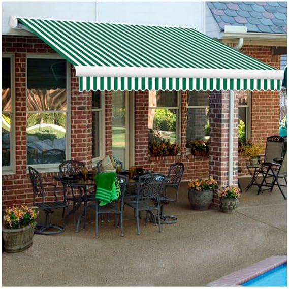 Awntech Retractable Awning Right Motor 20'W x 10'D x 10" H Forest Green/White