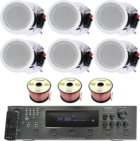 Technical Pro Home Stereo System Kit - 6 ch 6000 Watts Bluetooth Amplifier