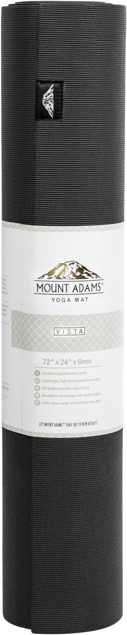 Mount Adams Vista Yoga Mat, 72"x24"x6mm Thick | Dense, Slip Resistant Exercise Mat for Pilates, Workout, Stretching, Fitness, Training - Gym Mat for Home and Studio