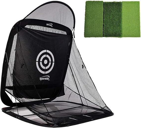 Spornia SPG-5 Golf Practice Net 5' x 5' Indoor & Outdoor with Ball Return | Driving, Chipping & Full Swings | Heavy-Duty, Portable & Easy to Set Up