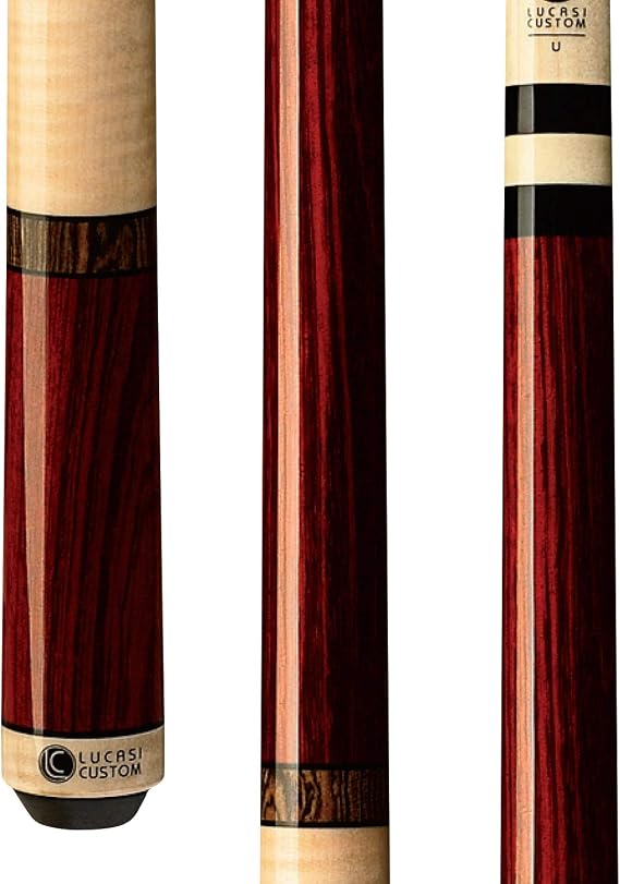 Lucasi Custom Rengas and Curly Maple Pool Cue with Bocote Banded Rings