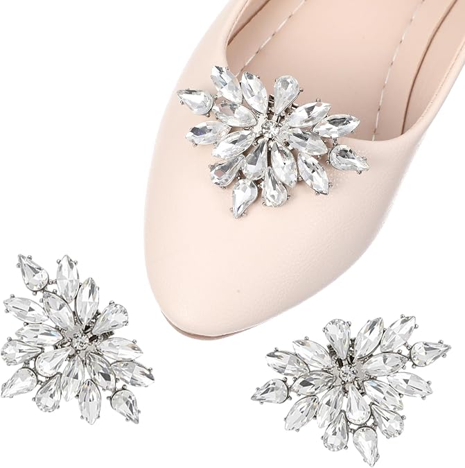 Ymapinc Sliver Rhinestone Shoe Clips for Women Dress Shoes, Brilliant Crystal Shoe Decor, DIY Shoes Detachable Buckle Wedding Party Accessories Gift for Mother