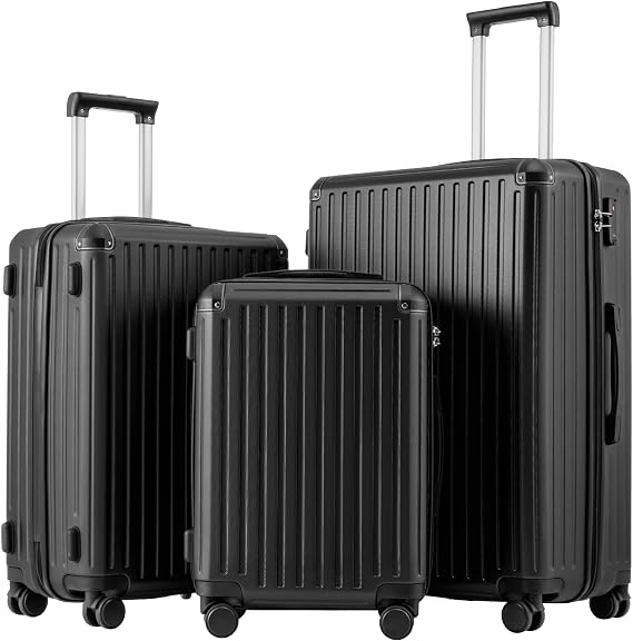 COOLIFE 3-Piece Suitcase Set 28+24+20 Inch, Hardshell ABS+PC Luggage Set