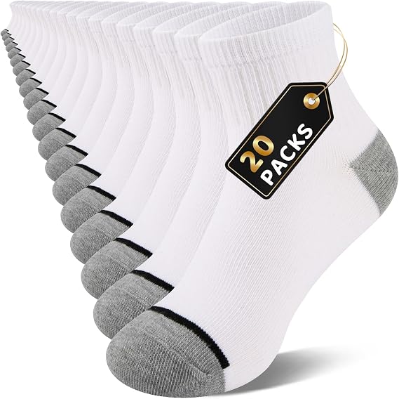20-40 Pairs Boys Girls Ankle Socks, Thin Breathable Athletic Quarter Kids Socks Aged 4-12