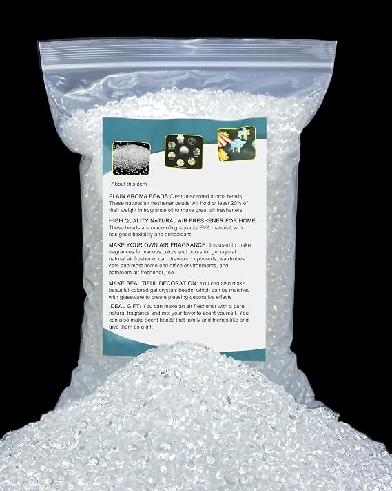 3LB Unscented Aroma Beads for Car Freshies, Clear Gel Crystal No Fragrance, DIY Homemade Natural Eva Beads Bulk