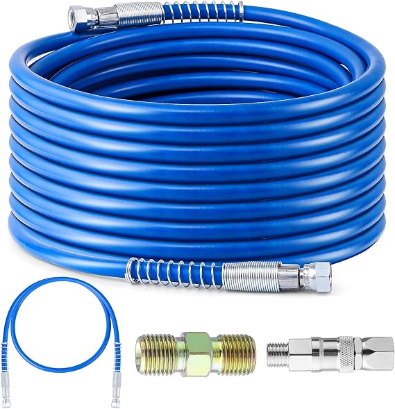 50Ft x 1/4"NPT Airless Paint Sprayer Hose Kit, 8500PSI High Pressure | with 5Ft Polymer Fiber Whip Hose, Stainless Steel Swivel Joint and 1/4" Stainless Steel Connector, Fits Most Airless Sprayers