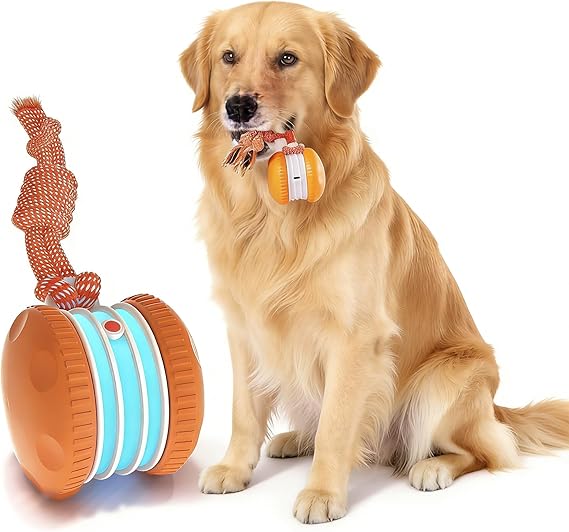 Interactive Dog Ball, Moving and Rolling Chase Buddy Toy for Small to Large Dogs, Motion-Activated Dog Interactive Toy with Rope, Boredom Relief and Energy Burn for Active Dogs