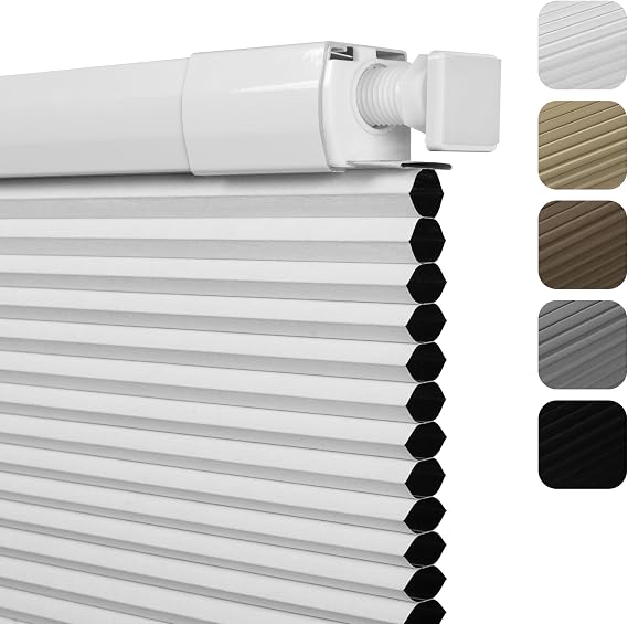 No Drill No Tools Blackout Cellular Shades,White,Custom Size | No Tools Honeycomb Blinds for Indoor Windows.Easy to Install,Thermal Insulation Noise Reduction for Bedroom Home Office