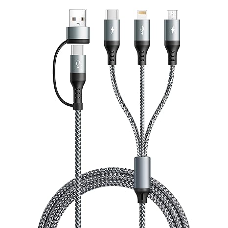 5 in 1 Multi Charger Cable, USB A/C Cable with Data Transfer