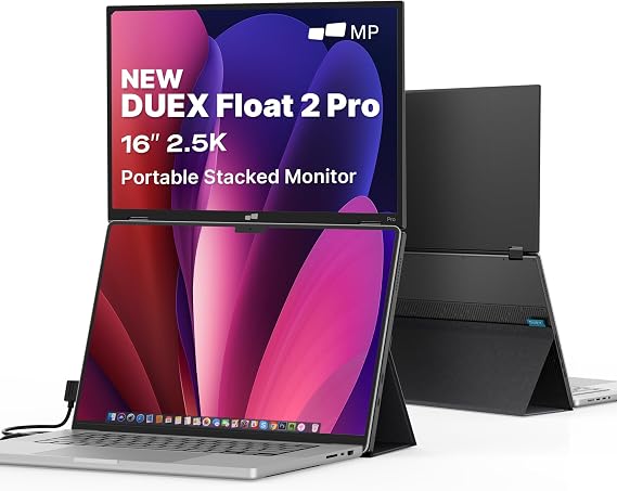 Mobile Pixels Duex Float 2 Pro 16" 2.5K Portable Monitor for Laptop, Built-in Kickstand & Speakers Ultra-Thin Laptop Screen Extender | USB-C & HDMI | Plug & Play for Windows, MacOS, Switch, Android | Built-in Kickstand&Speakers, Ultra-ThinLaptop Screen Extender | USB-C&HDMI | Plug & Play for Windows, MacOS, Switch, Android