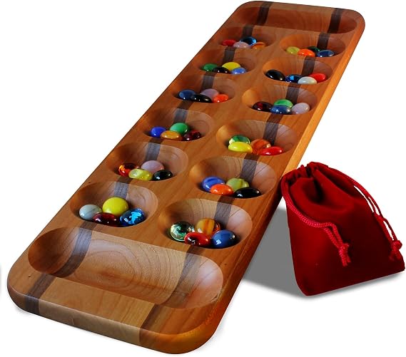 Mancala African Stone Game (Bold Stripes)