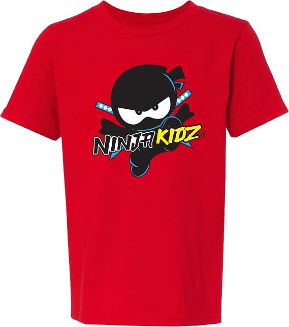 Ninja Kidz Original Logo Boys Graphic Tee Merch, Kids Youth Ninja Shirt, L
