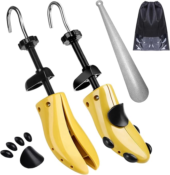 JJDPARTS Plastic & Wooden Shoe Stretcher, Pair 4-Way Shoe Expander Widener Shoe Tree Extender for Women Men