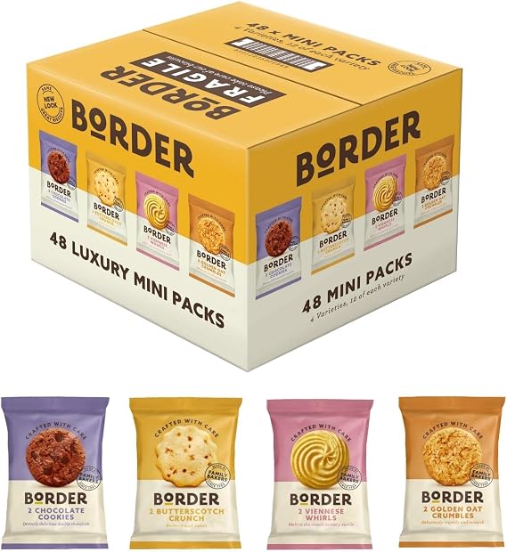 Border Multipack Biscuits - Individually Wrapped - Treat Customers, Guests, or Yourself to the Ideal Biscuits Gift Set - 48 Twin Packs | Treat guests, clients or yourself with a presentation-ready gift set selection for professional hospitality use.
