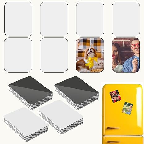 100 PCS Sublimation Magnet Blanks Bulk 5.5 x 7.5 CM, Personalized Sublimation Refrigerator Fridge Magnets for DIY Home Kitchen Microwave Oven Laptop Blackboard Decor, Blank Magnets for Sublimation
