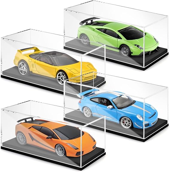 4 PCS Acrylic Cars Display Case for 1/64 Display Case Small Diecast Toy Car Holder Box for Boys Collectors, 4.17 X 1.81 X 1.81