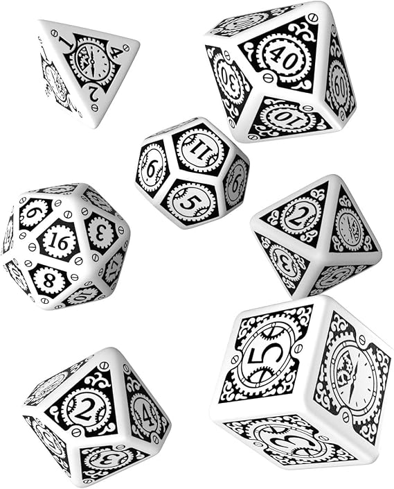 Q-Workshop Steampunk Clockwork White/Black Dice Set, Dice Set