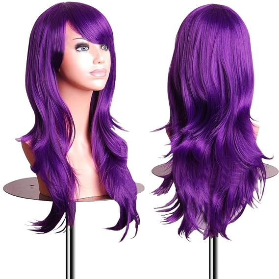 EmaxDesign Wigs 28 Inch Cosplay Wig For Women With Wig Cap and Comb (Dark Purple)