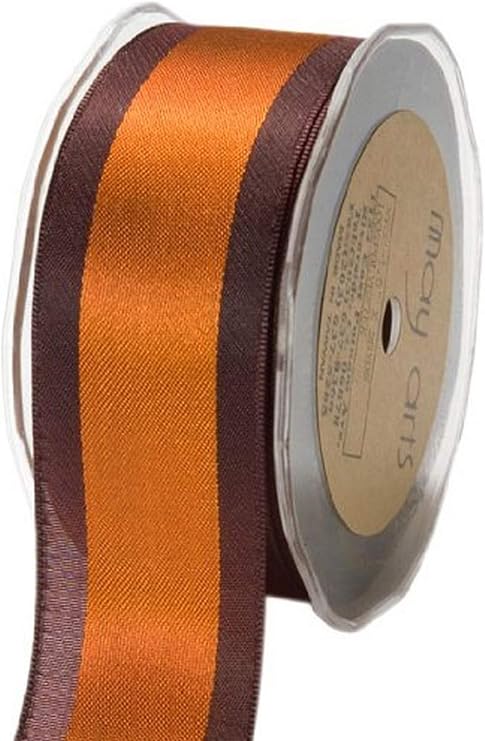 May Arts 1-1/2-Inch Wide Ribbon, Rust Satin Center Band
