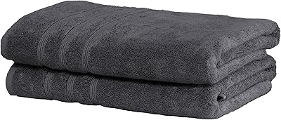 Mosobam Luxury Turkish Set of 2 Bath Towels 30X58 Charcoal Gray Dark Grey 700 GSM Bamboo Viscose & Aegean Turkish Combed Cotton