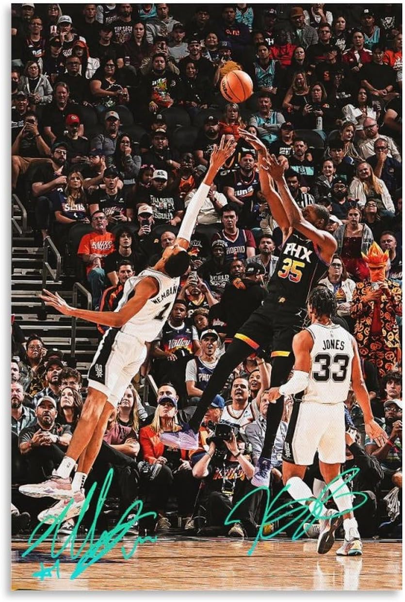 XPLOOT Victor Wembanyama Vs Kevin Durant Classic Moments Poster Art Decor Painting Aesthetic Wall Art Canvas for Bedroom Decor 12x18inch30x45cm Unframe-style