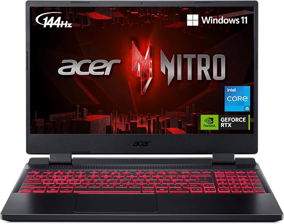 Acer Nitro 5 AN515-58-525P Gaming Laptop | Intel Core i5-12500H | NVIDIA GeForce RTX 3050 Laptop GPU | 15.6" FHD 144Hz IPS Display | 8GB DDR4 | 512GB PCIe Gen 4 SSD | Killer Wi-Fi 6 | Backlit Keyboard