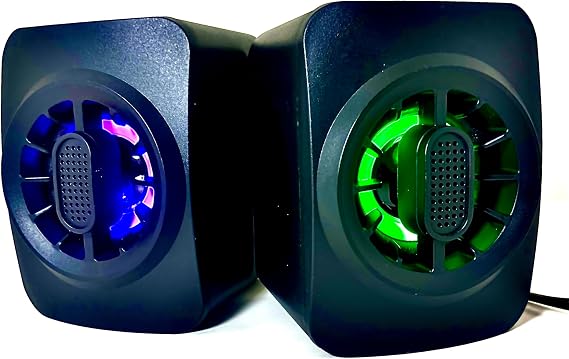 2BOOM LED Color Changing Mini Gaming Speakers for PC, PS4, PS3, Xbox ONE, Nintendo Switch, Laptops, Tablets (Black)