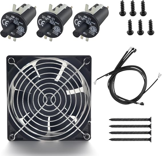 Replacement Fan and Hopper Door Switch Kit for Masterbuilt Gravity Series 560/800/1050 XL Digital Charcoal Grills & Smokers, Includes 1 Fan Kit, 3 Hopper Lid/Door Switches & 1 Electric Wire Kit