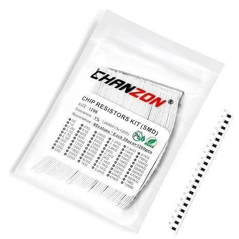 Chanzon 1200pcs 1206 SMD Resistor Kit 60 Values 0-10M ohm 1/4W Each 20pcs | 1% Tolerance Thick Film SMT Chip Resistors for GPS Mobile Telecom Meter Electronics Applications Rohs Certificated