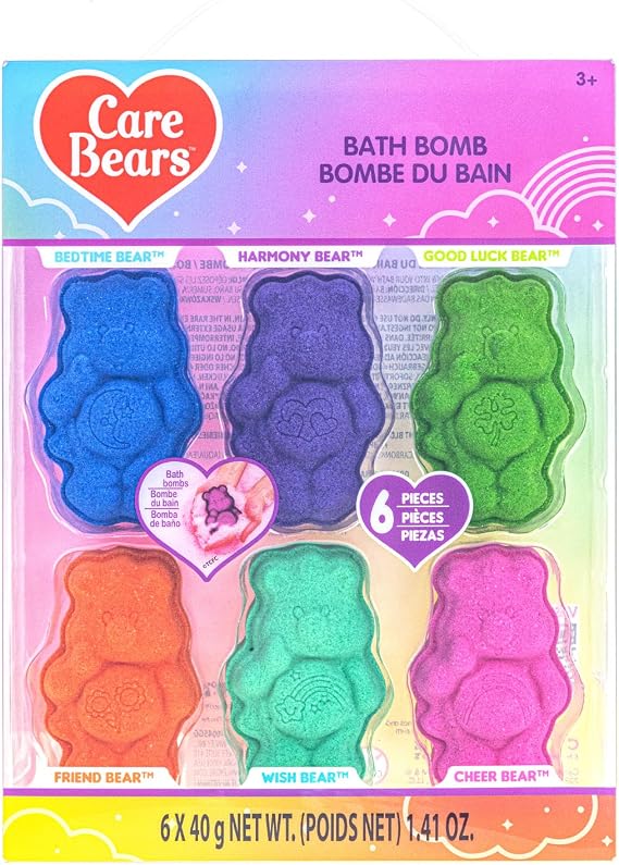Care Bears Bath Bomb Set, 6-Piece Bubble Gum Scented, Ages 3+