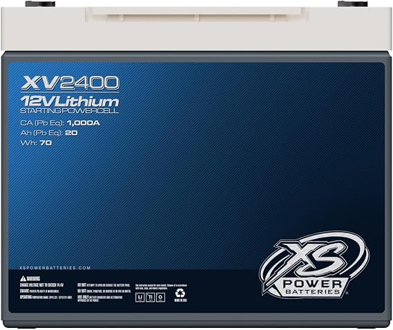 XS Power XV2400 1335 Amp Lithium Battery with M6 Terminal Hardware - Group 24 12 Volt 6Ah 670CA Deep Cycle LTO Racing Powercell for Performance Cars