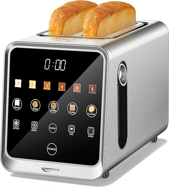Keenstone 2 Slice Toaster, 1.5-Inch Wide Slots, 75-Degree Touchscreen