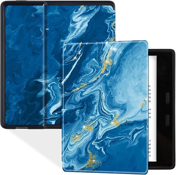 Case for 7" Kindle Oasis 10th/9th Generation, Blue Ocean | PU Leather Cover,with Auto Sleep/Wake,TPU Soft Back Shell,Thin & Lightweight