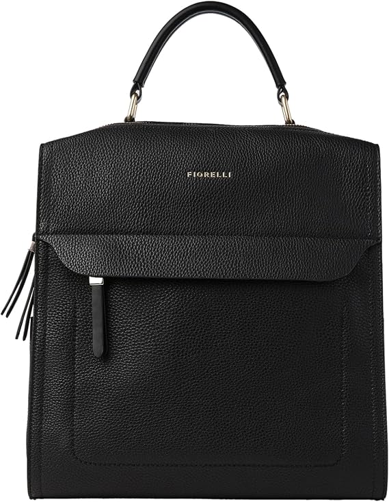 Fiorelli Women's Isla Large Backpack, Stylish Backpack with Adjustable Straps & Pockets, Black Faux Leather
