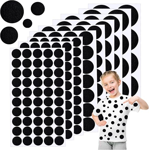 252pcs Adhesive Felt Circles, Black Self-Adhesive Felt Sticker for Halloween Projects, Adult Party DIY Projects Costume Stickers 1.97 Inches/ 1.57 Inches/ 1.2 Inches/0.79 Inches