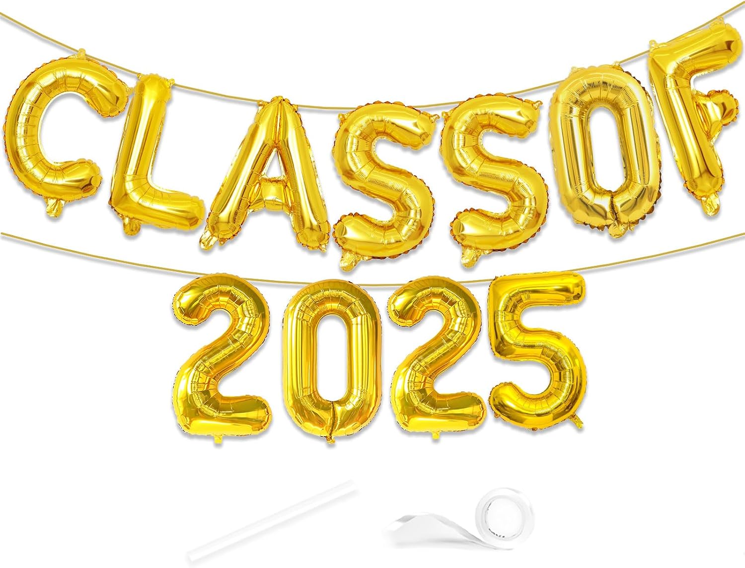 VHUWE Graduation Decorations Class of 2025, 16 Inch Gold Class of 2025 Banner Balloons for 2025 Graduation Party Decorations, Congrats Yard Sign Backdrop Class 2025 Decoration