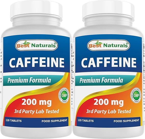 Best Naturals Caffeine Maximum Potency 200mg 120 Tablets (120 Count (Pack of 2))