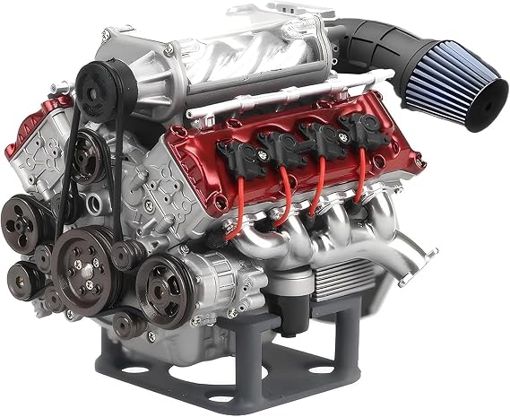 V8 Engine Kit, Building The Smallest V8 Engine to Scale That Runs for Adults, DIY 3D Printed RC Full Simulation Engine, Online Instruction Manual, Bracket Not Included (V8 II (V8 engine+supercharger))