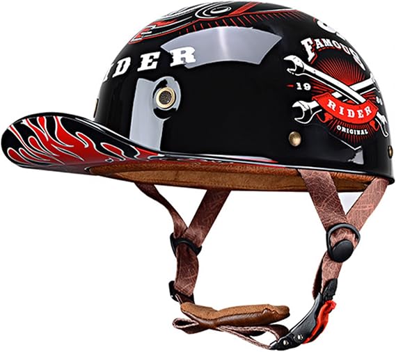 Baseball Cap Motorcycle Helmet Half Helmet DOT Approved | Adults Universal Hat Style Helmet with Adjustable Quick Release Buckle Fits Bicycle Cruiser Scooter
