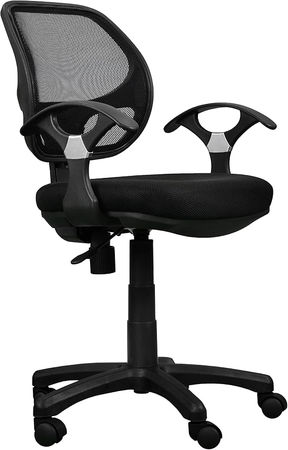Techni Mobili Mesh Task Chair, Mid-Back Office Chair, Adjustable, Black