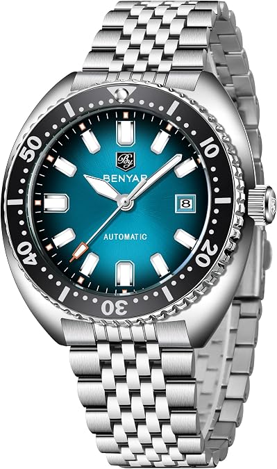 BENYAR Automatic Watches for Men Analog Stainless Steel Mechanical Watch, 50M Waterproof Calendar Luminous Business Men's Wrist Watches