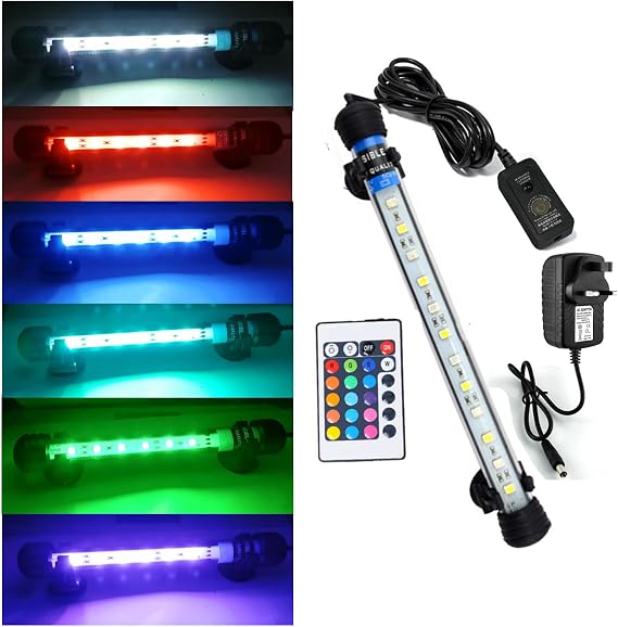 Submersible Fish Tank Light,Submersible Aquarium Light Marine LED Aquarium Light RGB Multicolor Underwater for Reef Plant Fish Tank (28CM) [Energy Class A]