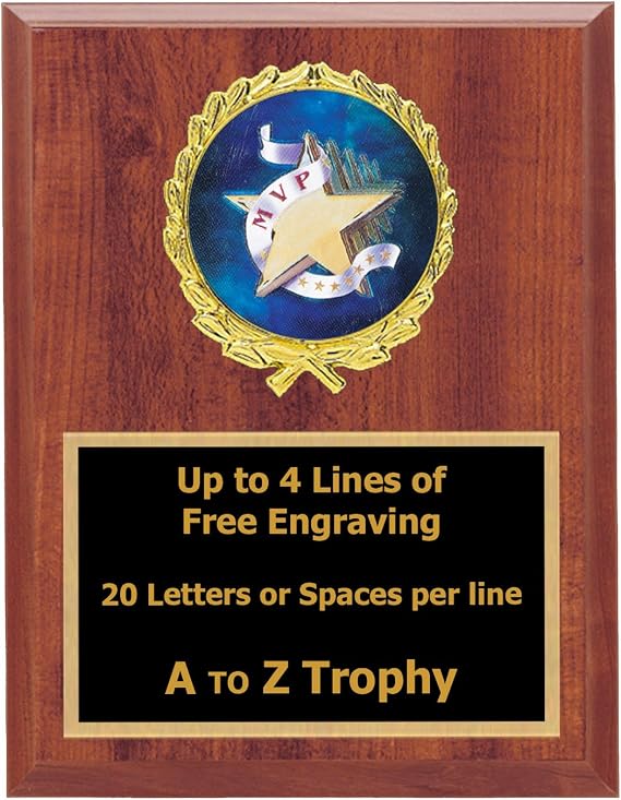 Trophies MVP Plaque Awards 5x7 Wood Academic Achievement Education Trophy Games Sports Free Engraving
