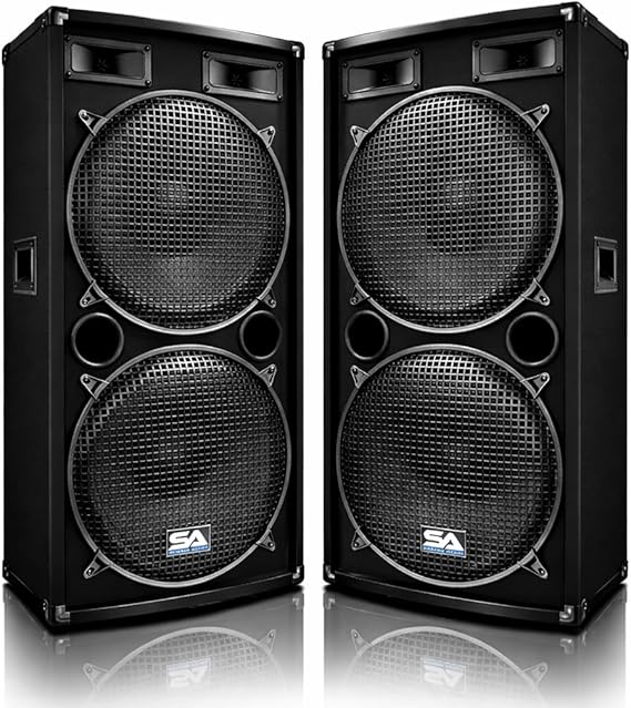 Seismic Audio - Pair of Dual 15" PA DJ SPEAKERS 1000 Watts PRO AUDIO - Band, Bar, Wedding, Church