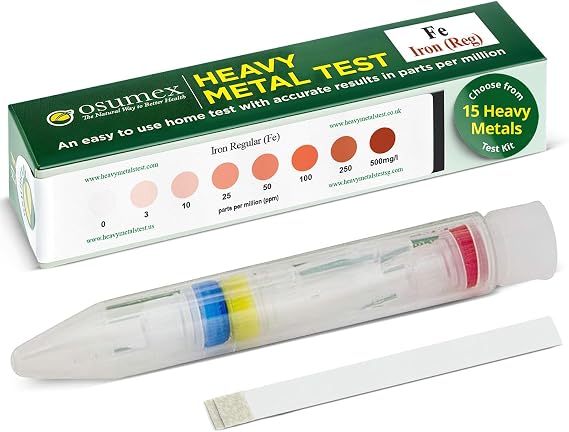 Heavy Metals Test Kit Regular Iron Test Kit- 1 Pack Heavy Metal Tester Kits for Humans, at Home Drinking Water Tester for Urine, Food, Other Materials, Water Testing Kits for Drinking Waters