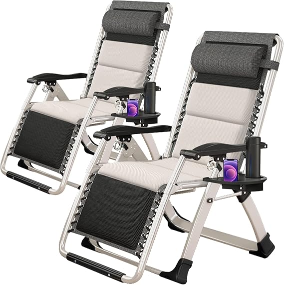Slsy Zero Gravity Chair, Reclining Lounge Chair with Removable Tray for Indoor and Outdoor, Patio Recliner Folding Reclining Chair